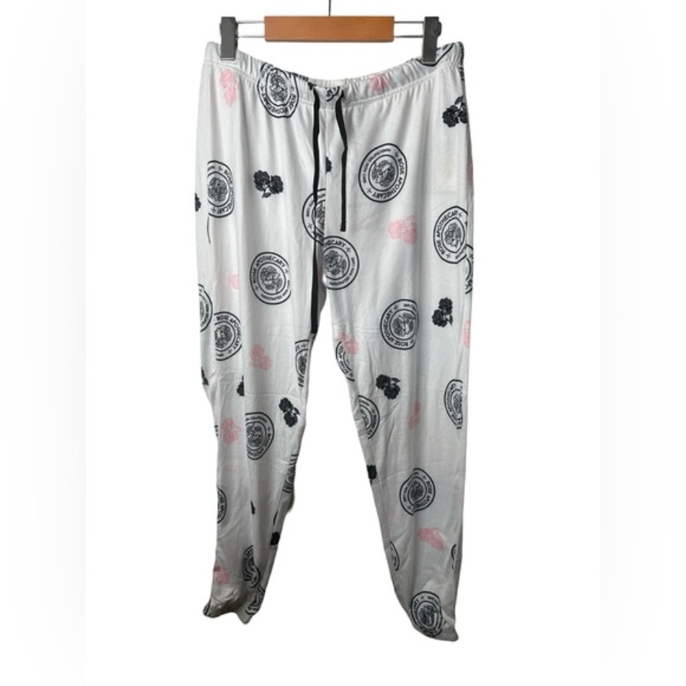 Schitt’s Creek Rose Apothecary Lounge Pants Size Small – White with Black & Pink